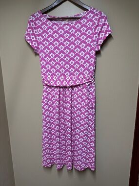 Boden Pink and White Floral Scoop Neck Top